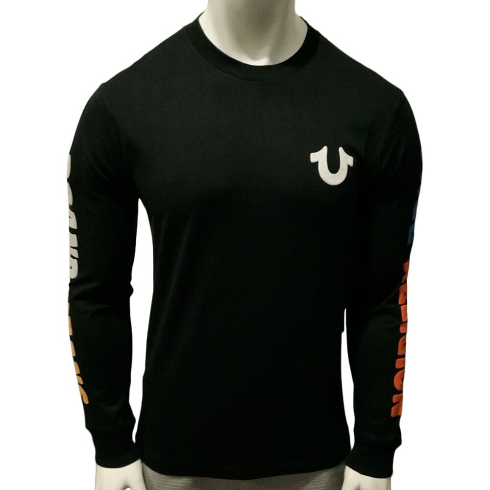 NWT TRUE RELIGION MSRP $69.99 MEN'S BLACK CREW NECK LONG SLEEVE T-SHIRT M L XL